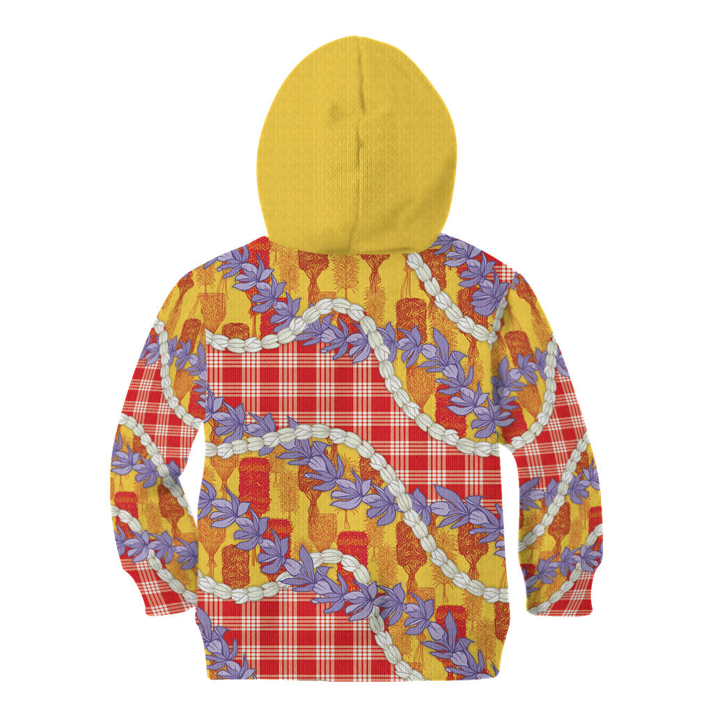 Hawaii Kahili Palaka Motifs Kid Hoodie Hawaiian Honohono Pikake Lei
