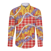 Hawaii Kahili Palaka Motifs Long Sleeve Button Shirt Hawaiian Honohono Pikake Lei
