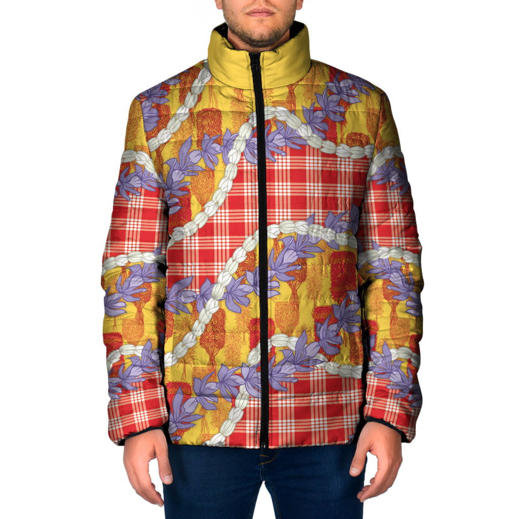 Hawaii Kahili Palaka Motifs Padded Jacket Hawaiian Honohono Pikake Lei