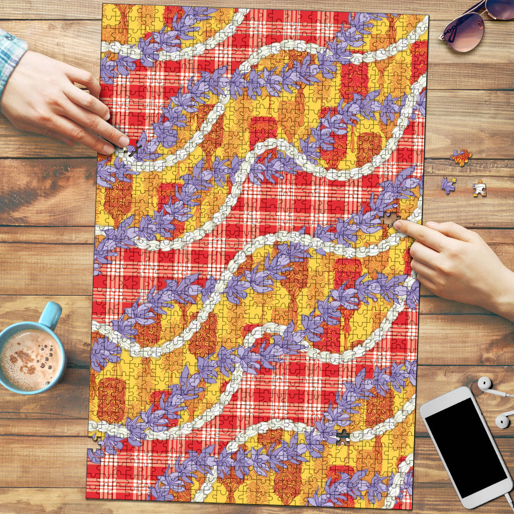 Hawaii Kahili Palaka Motifs Puzzle Hawaiian Honohono Pikake Lei