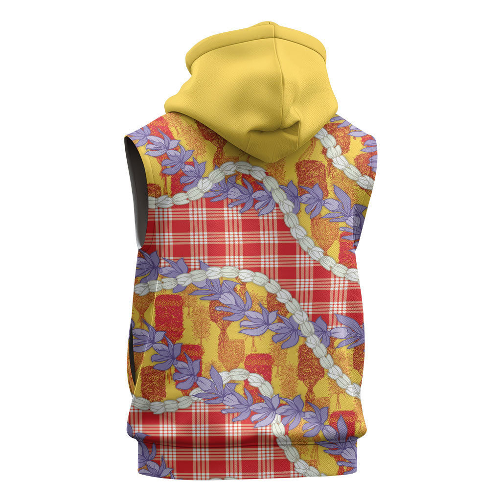 Hawaii Kahili Palaka Motifs Sleeveless Zip Hoodie Hawaiian Honohono Pikake Lei