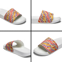 Hawaii Kahili Palaka Motifs Slide Sandals Hawaiian Honohono Pikake Lei