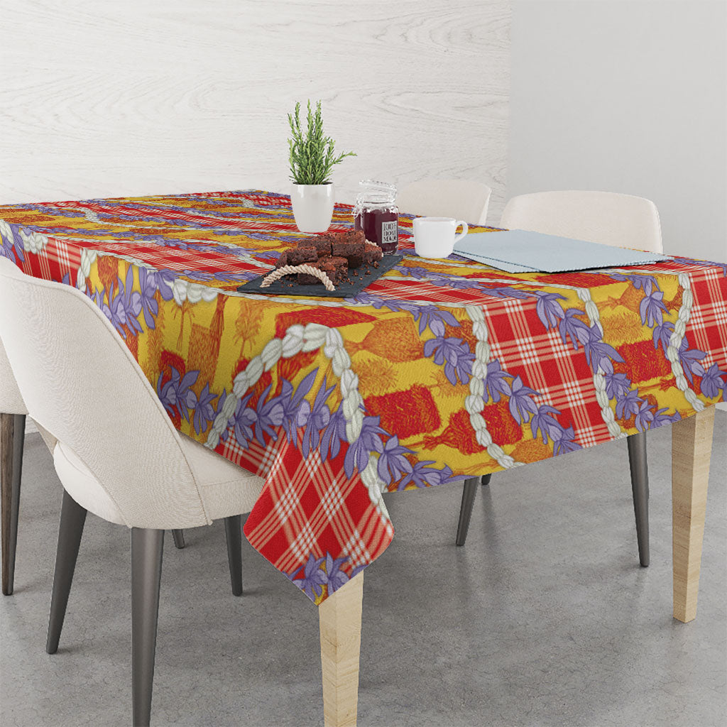 Hawaii Kahili Palaka Motifs Tablecloth Hawaiian Honohono Pikake Lei