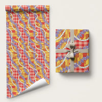 Hawaii Kahili Palaka Motifs Wrapping Paper Hawaiian Honohono Pikake Lei