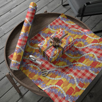 Hawaii Kahili Palaka Motifs Wrapping Paper Hawaiian Honohono Pikake Lei