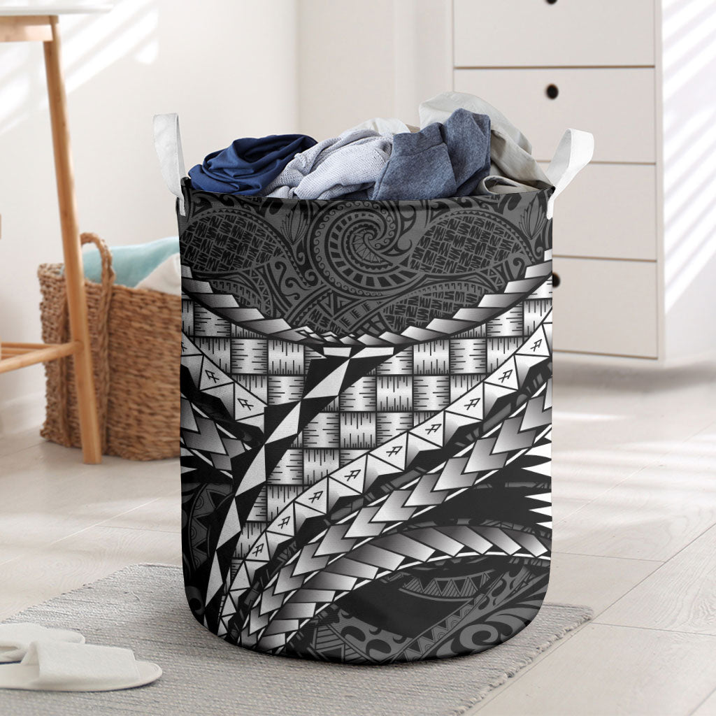 Hawaii Lauhala Tattoo Laundry Basket Hawaiian Hala Leaf Weaving LT14 Black - Polynesian Pride