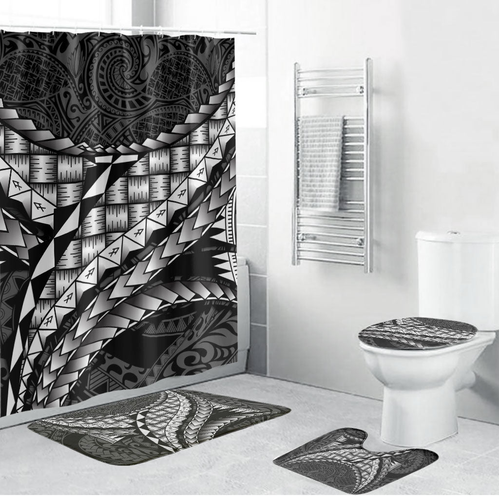 Hawaii Lauhala Tattoo Bathroom Set Hawaiian Hala Leaf Weaving LT14 Bathroom Set (4 pcs) Black - Polynesian Pride