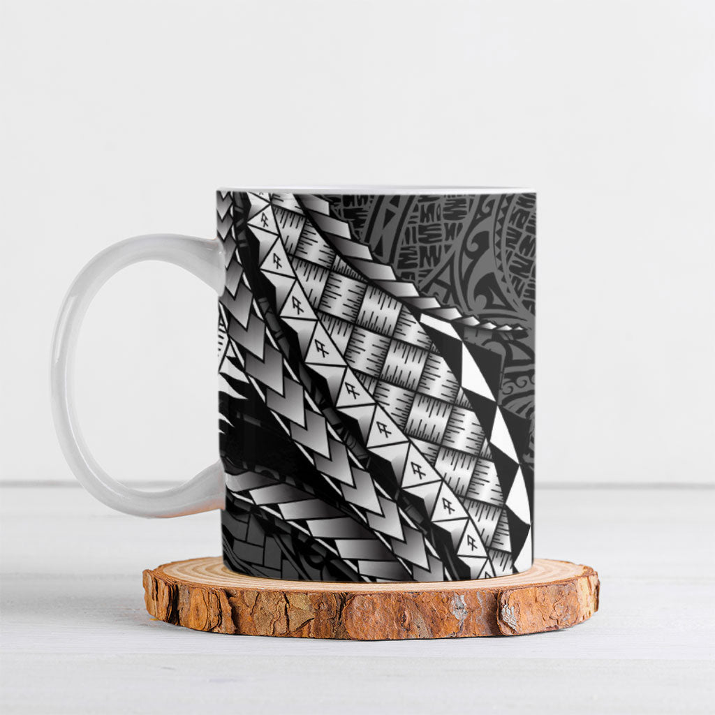 Hawaii Lauhala Tattoo Ceramic Mug Hawaiian Hala Leaf Weaving LT14 Black - Polynesian Pride