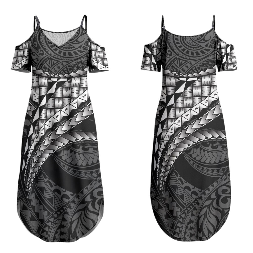 Hawaii Lauhala Tattoo Couples Matching Summer Maxi Dress and Hawaiian Shirt Hawaiian Hala Leaf Weaving LT14 - Polynesian Pride