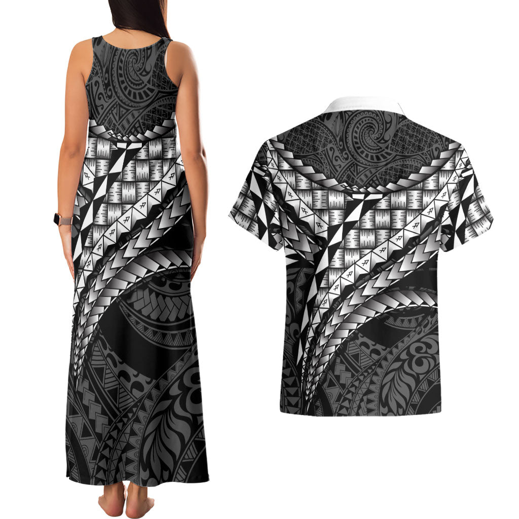 Hawaii Lauhala Tattoo Couples Matching Tank Maxi Dress and Hawaiian Shirt Hawaiian Hala Leaf Weaving