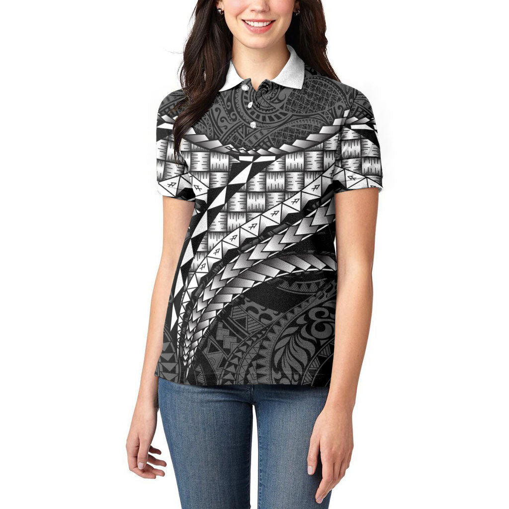 Hawaii Lauhala Tattoo Women Polo Shirt Hawaiian Hala Leaf Weaving