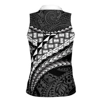 Hawaii Lauhala Tattoo Women Sleeveless Polo Shirt Hawaiian Hala Leaf Weaving