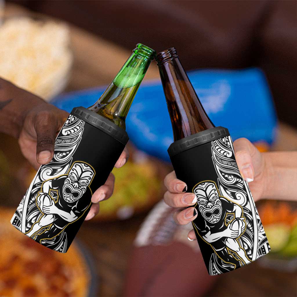 New Zealand Silver Fern Rugby 4 in 1 Can Cooler Tumbler All Black Maori Version Black