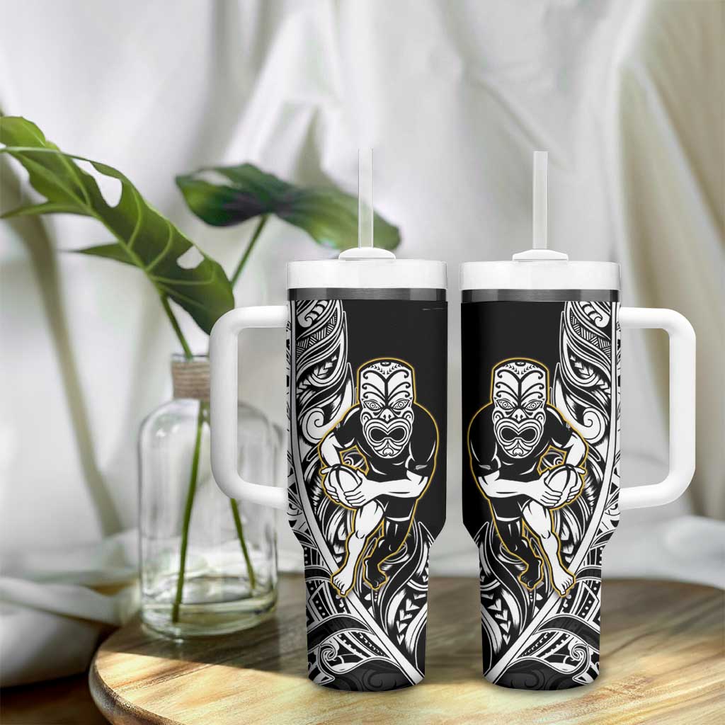 New Zealand Silver Fern Rugby Tumbler With Handle All Black Maori Version Black