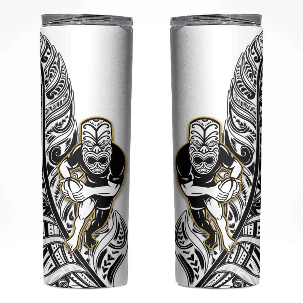 New Zealand Silver Fern Rugby Skinny Tumbler All Black Maori Version White