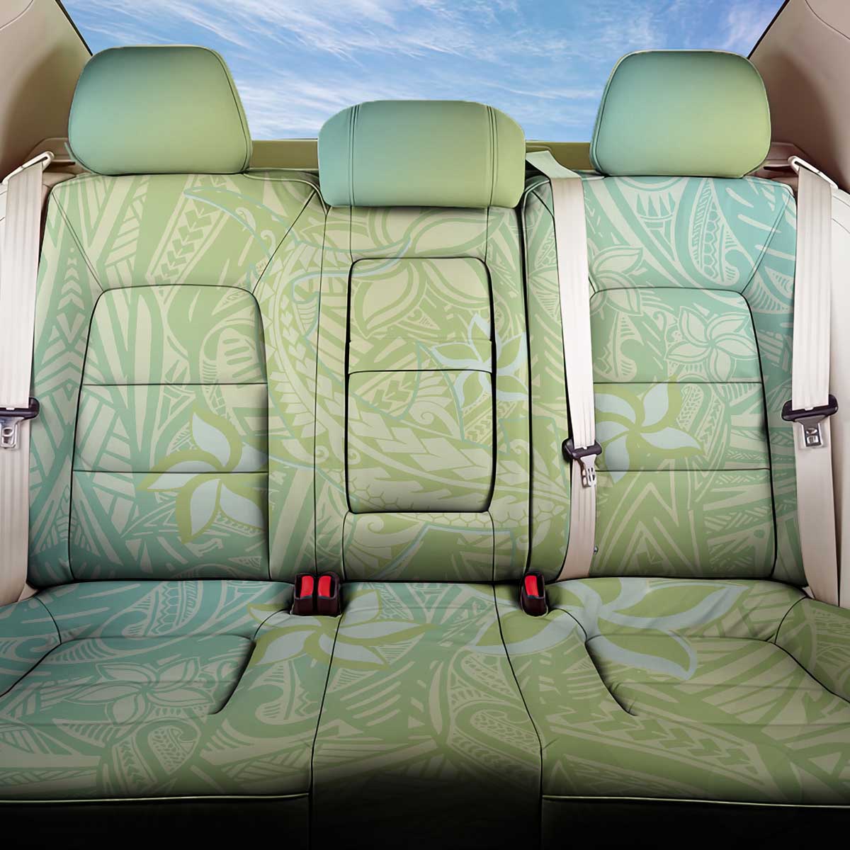 Baby Green Gradient Polynesia Back Car Seat Cover Hawaiian Tribal Hammerhead Shark Tattoo