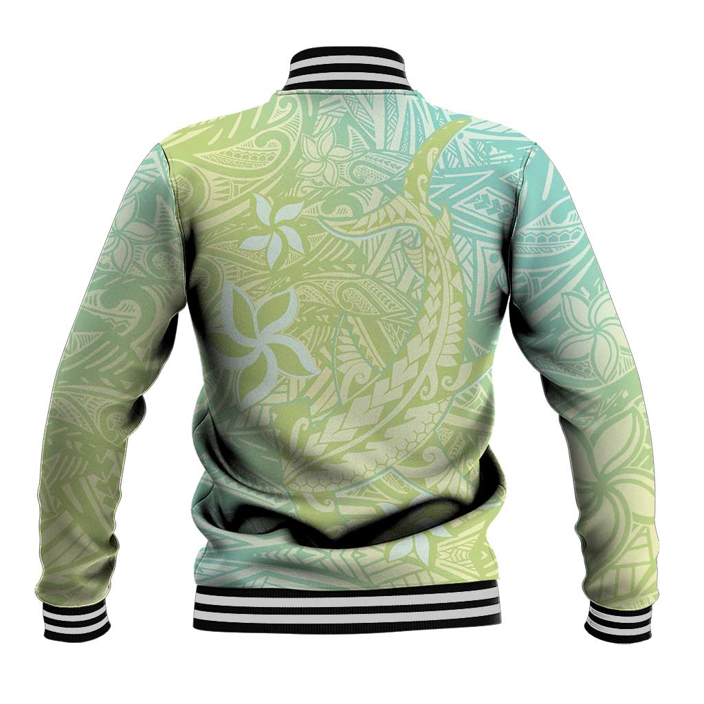 Baby Green Gradient Polynesia Baseball Jacket Hawaiian Tribal Hammerhead Shark Tattoo LT14 - Polynesian Pride