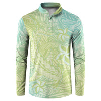 Baby Green Gradient Polynesia Button Sweatshirt Hawaiian Tribal Hammerhead Shark Tattoo LT14 Baby Green - Polynesian Pride