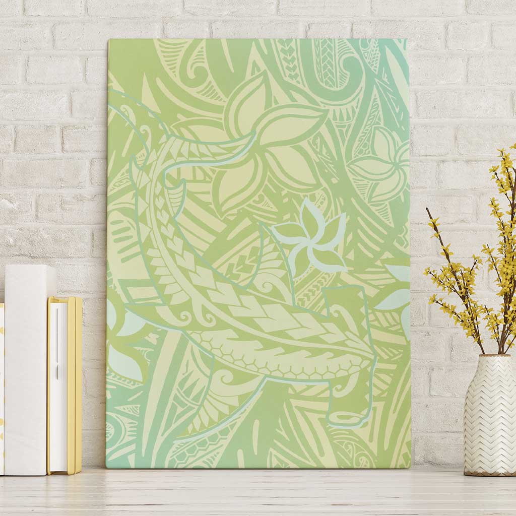 Baby Green Gradient Polynesia Canvas Wall Art Hawaiian Tribal Hammerhead Shark Tattoo LT14 Without Frame Baby Green - Polynesian Pride