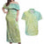 Baby Green Gradient Polynesia Couples Matching Off Shoulder Maxi Dress and Hawaiian Shirt Hawaiian Tribal Hammerhead Shark Tattoo