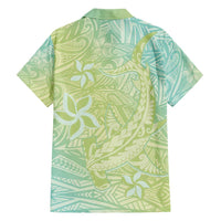 Baby Green Gradient Polynesia Family Matching Long Sleeve Bodycon Dress and Hawaiian Shirt Hawaiian Tribal Hammerhead Shark Tattoo