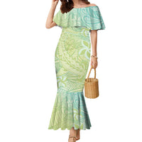 Baby Green Gradient Polynesia Family Matching Mermaid Dress and Hawaiian Shirt Hawaiian Tribal Hammerhead Shark Tattoo