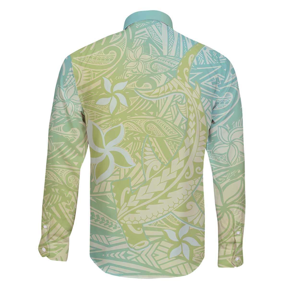 Baby Green Gradient Polynesia Family Matching Off The Shoulder Long Sleeve Dress and Hawaiian Shirt Hawaiian Tribal Hammerhead Shark Tattoo