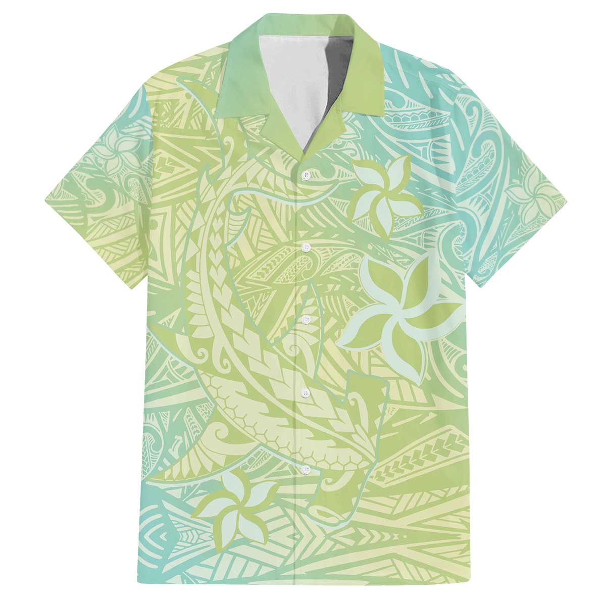 Baby Green Gradient Polynesia Family Matching Off Shoulder Short Dress and Hawaiian Shirt Hawaiian Tribal Hammerhead Shark Tattoo