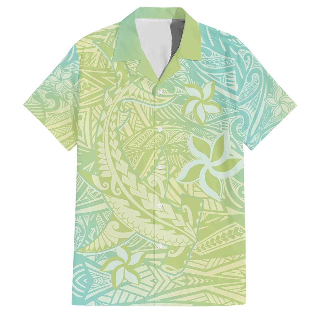 Baby Green Gradient Polynesia Hawaiian Shirt Hawaiian Tribal Hammerhead Shark Tattoo LT14 Baby Green - Polynesian Pride