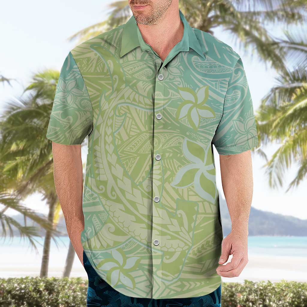 Baby Green Gradient Polynesia Hawaiian Shirt Hawaiian Tribal Hammerhead Shark Tattoo LT14 - Polynesian Pride
