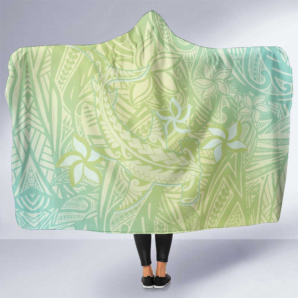 Baby Green Gradient Polynesia Hooded Blanket Hawaiian Tribal Hammerhead Shark Tattoo