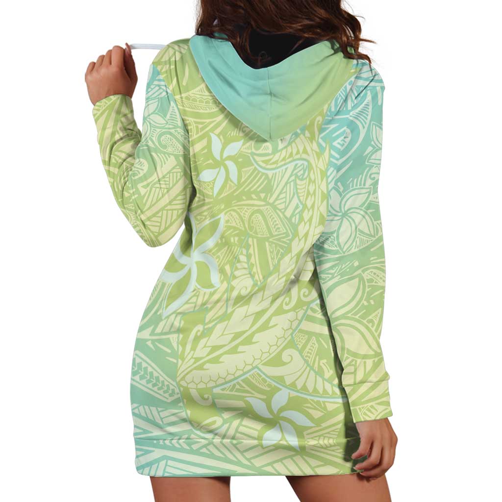 Baby Green Gradient Polynesia Hoodie Dress Hawaiian Tribal Hammerhead Shark Tattoo LT14 - Polynesian Pride