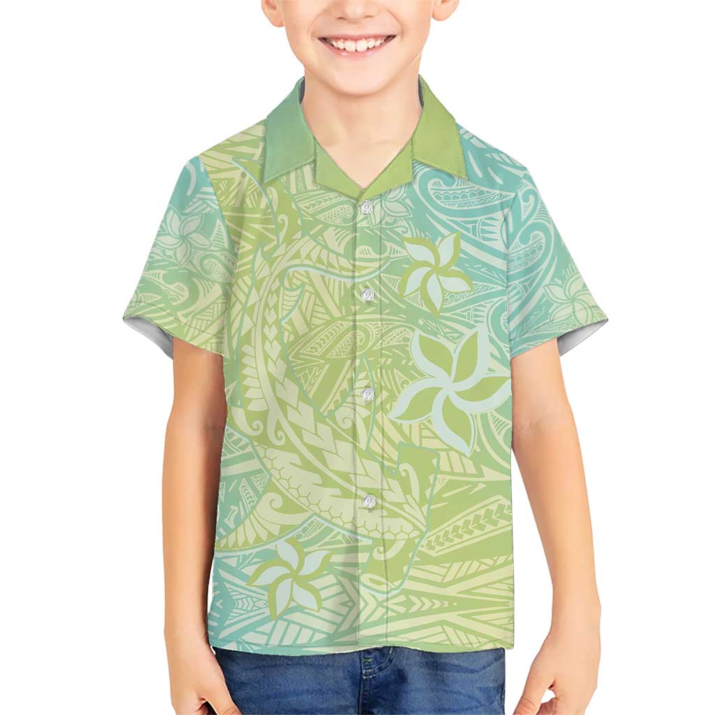 Baby Green Gradient Polynesia Kid Hawaiian Shirt Hawaiian Tribal Hammerhead Shark Tattoo