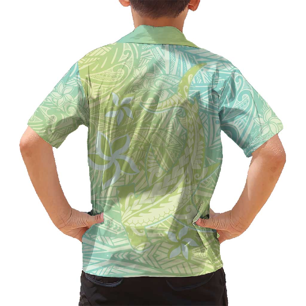 Baby Green Gradient Polynesia Kid Hawaiian Shirt Hawaiian Tribal Hammerhead Shark Tattoo