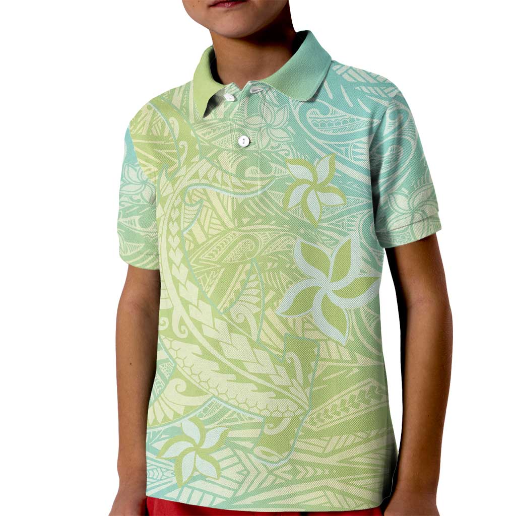 Baby Green Gradient Polynesia Kid Polo Shirt Hawaiian Tribal Hammerhead Shark Tattoo