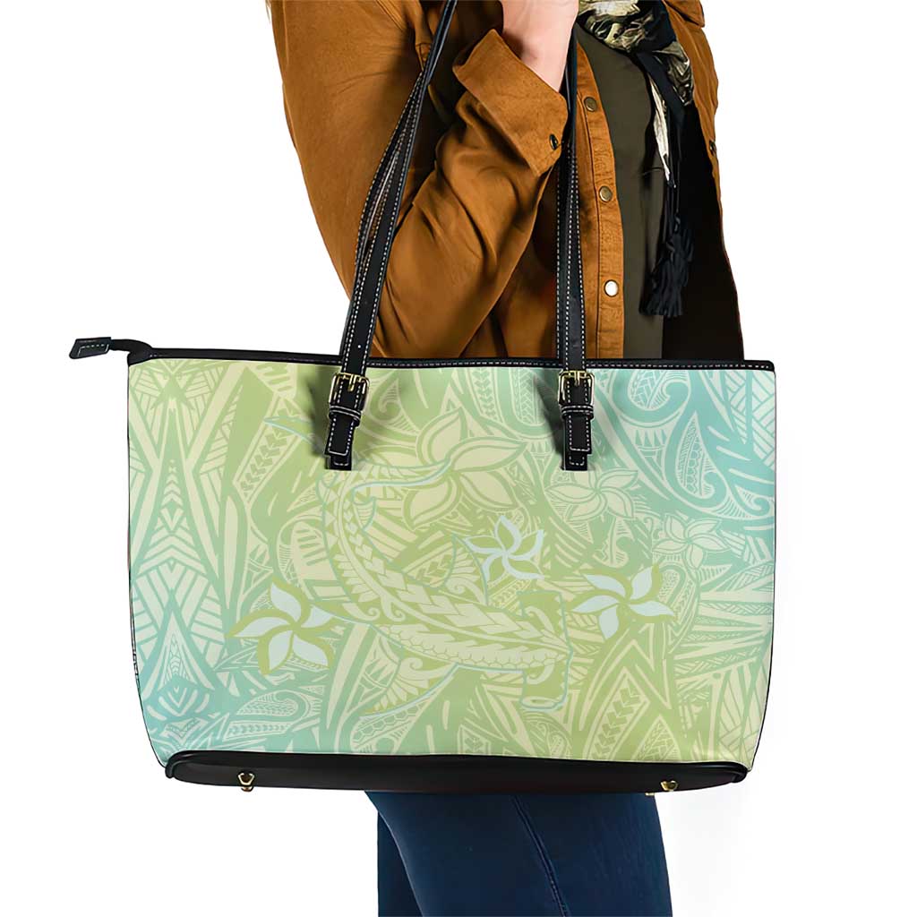 Baby Green Gradient Polynesia Leather Tote Bag Hawaiian Tribal Hammerhead Shark Tattoo LT14 - Polynesian Pride