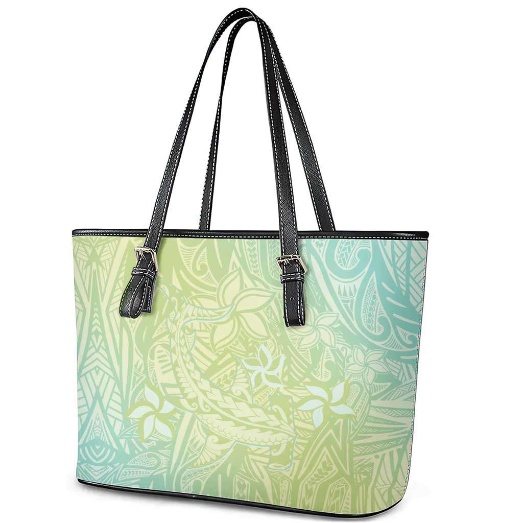 Baby Green Gradient Polynesia Leather Tote Bag Hawaiian Tribal Hammerhead Shark Tattoo LT14 - Polynesian Pride