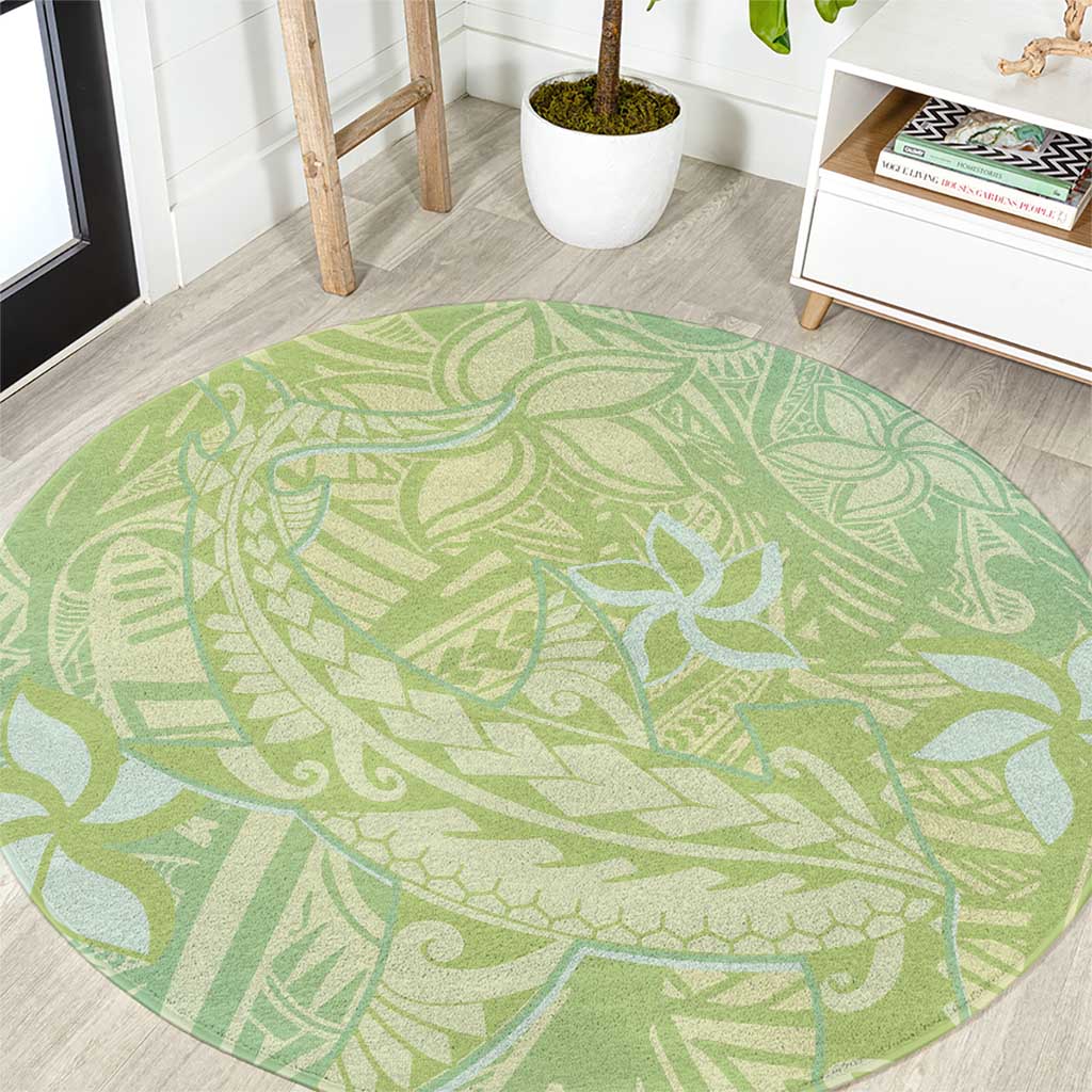 Baby Green Gradient Polynesia Round Carpet Hawaiian Tribal Hammerhead Shark Tattoo