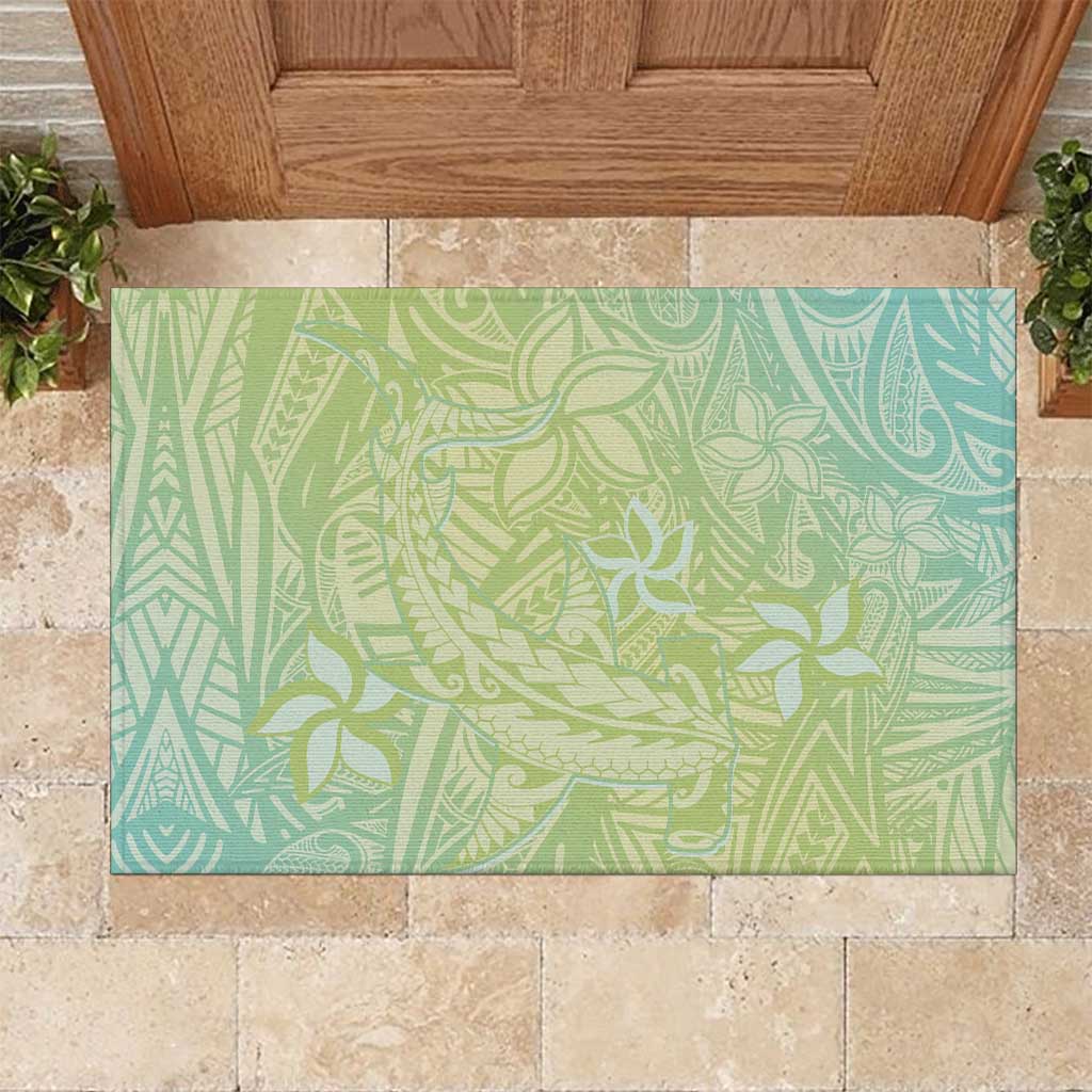 Baby Green Gradient Polynesia Rubber Doormat Hawaiian Tribal Hammerhead Shark Tattoo LT14 Baby Green - Polynesian Pride