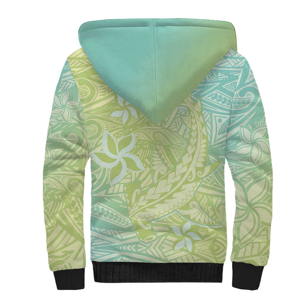 Baby Green Gradient Polynesia Sherpa Hoodie Hawaiian Tribal Hammerhead Shark Tattoo LT14 - Polynesian Pride