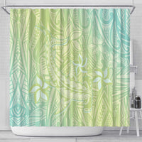 Baby Green Gradient Polynesia Shower Curtain Hawaiian Tribal Hammerhead Shark Tattoo