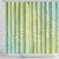 Baby Green Gradient Polynesia Shower Curtain Hawaiian Tribal Hammerhead Shark Tattoo