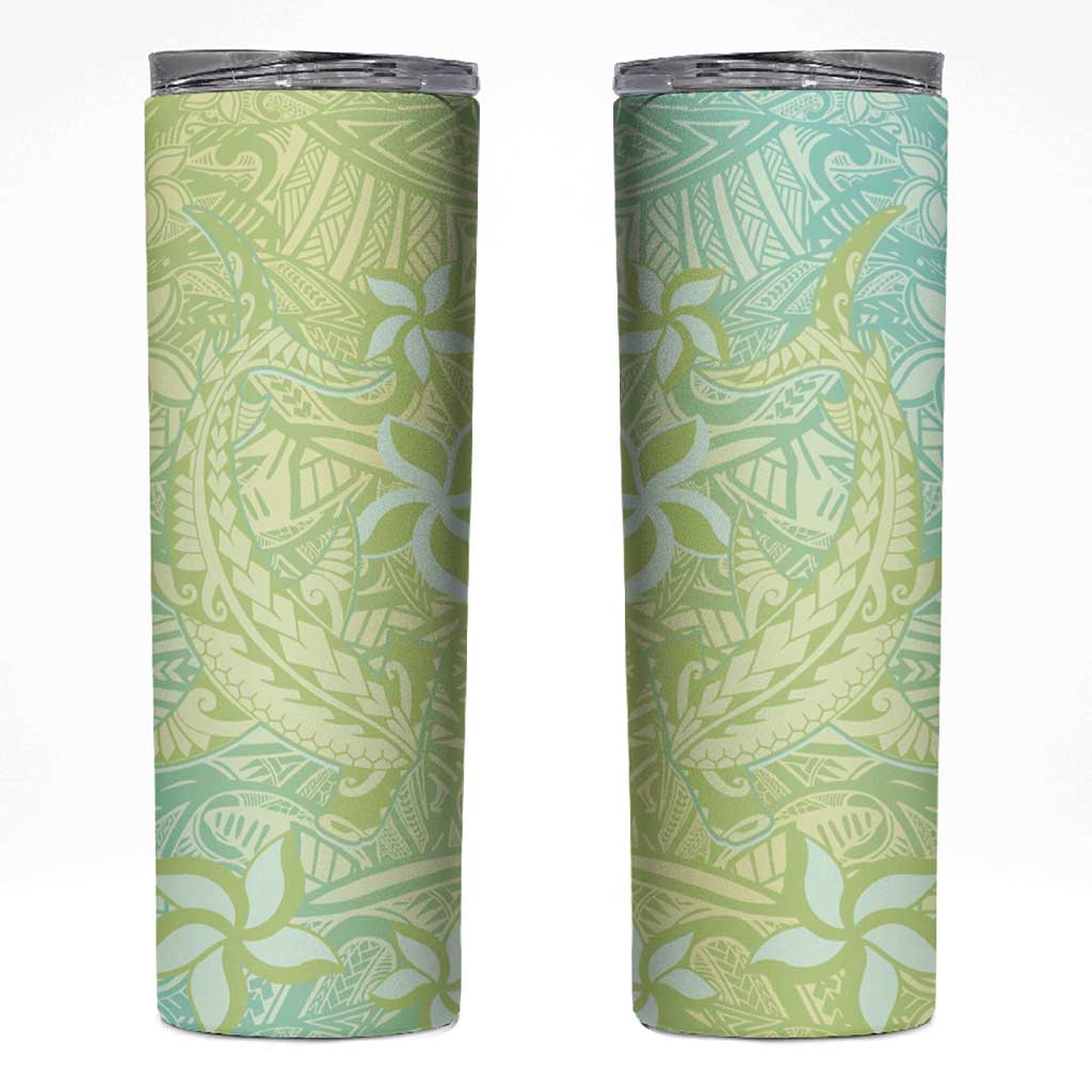 Baby Green Gradient Polynesia Skinny Tumbler Hawaiian Tribal Hammerhead Shark Tattoo