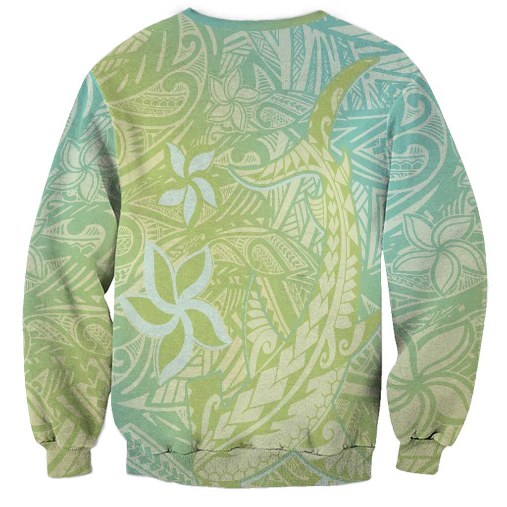 Baby Green Gradient Polynesia Sweatshirt Hawaiian Tribal Hammerhead Shark Tattoo LT14 - Polynesian Pride