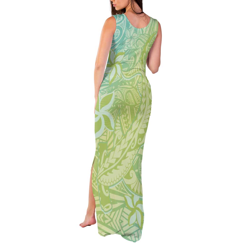 Baby Green Gradient Polynesia Tank Maxi Dress Hawaiian Tribal Hammerhead Shark Tattoo LT14 - Polynesian Pride