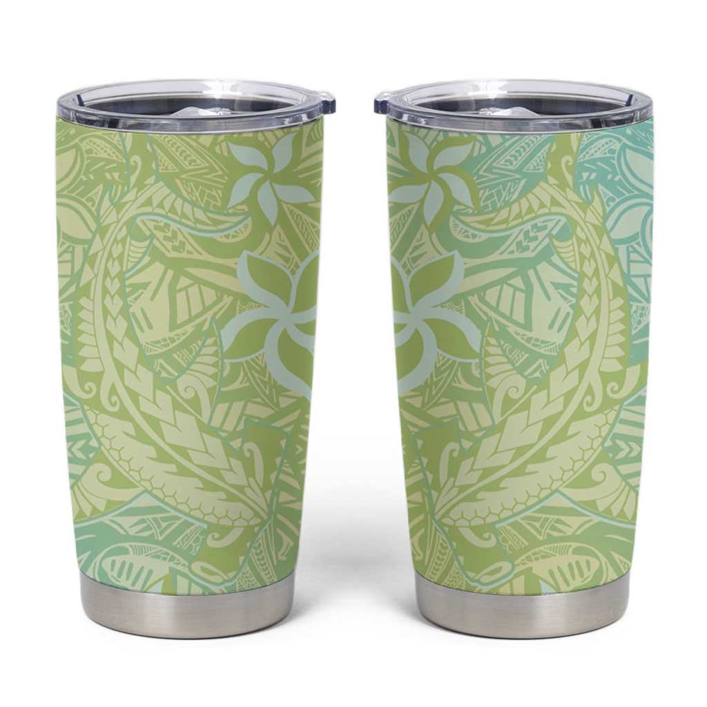 Baby Green Gradient Polynesia Tumbler Cup Hawaiian Tribal Hammerhead Shark Tattoo