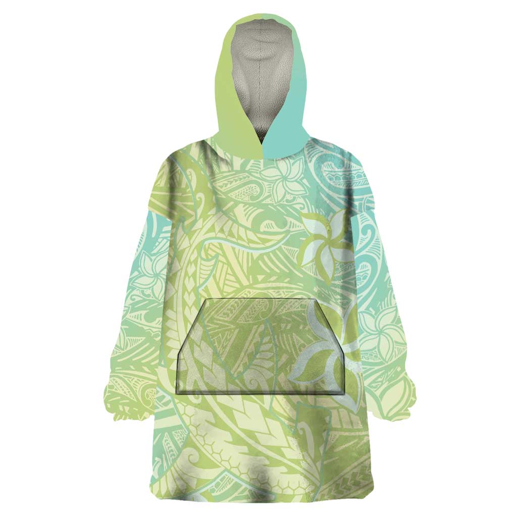 Baby Green Gradient Polynesia Wearable Blanket Hoodie Hawaiian Tribal Hammerhead Shark Tattoo LT14 One Size Baby Green - Polynesian Pride