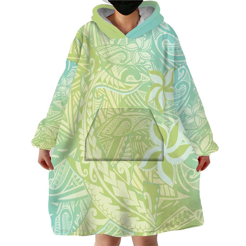 Baby Green Gradient Polynesia Wearable Blanket Hoodie Hawaiian Tribal Hammerhead Shark Tattoo LT14 - Polynesian Pride