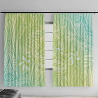 Baby Green Gradient Polynesia Window Curtain Hawaiian Tribal Hammerhead Shark Tattoo LT14 With Hooks Baby Green - Polynesian Pride