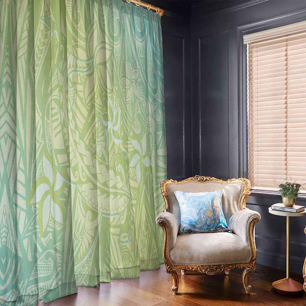 Baby Green Gradient Polynesia Window Curtain Hawaiian Tribal Hammerhead Shark Tattoo LT14 - Polynesian Pride